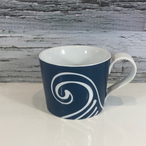 STARBUCKS Blue White Swirl Wave Coffee Mug Cup 13 oz Ocean Sea 2008 - Picture 1 of 4